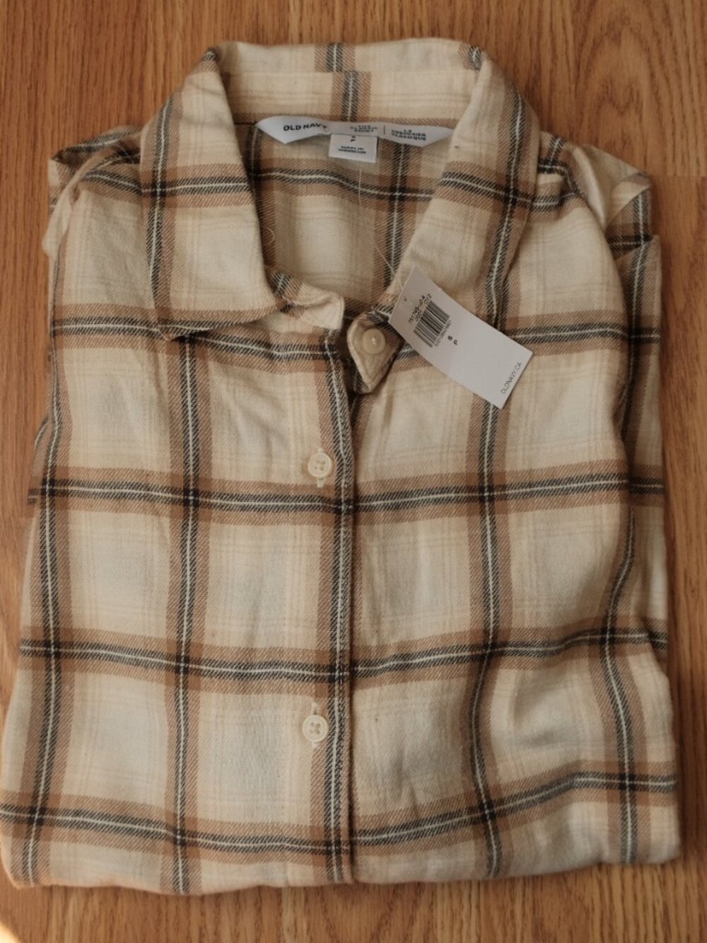Beige Brown Plaid Flannel